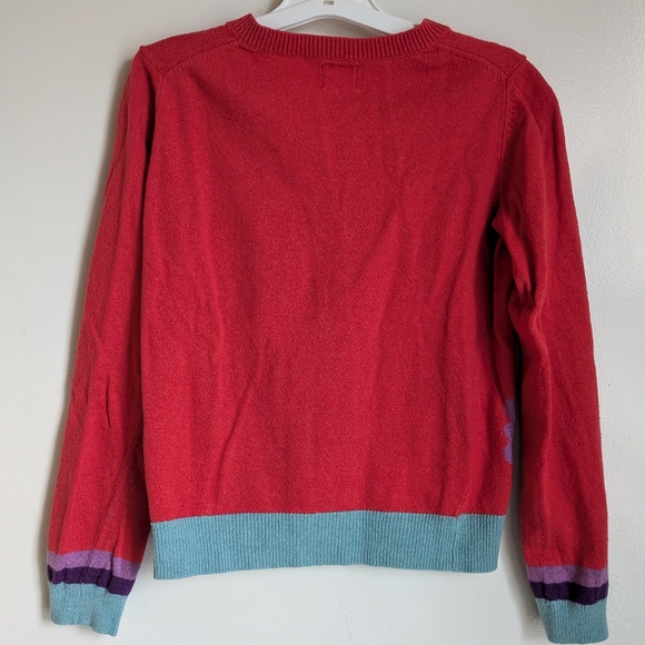 Mini Boden Floral Red Sweater Cardigan Flowers 9-10Y - Picture 8 of 12